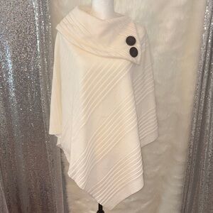 Elegant Cream Poncho with Button Detail